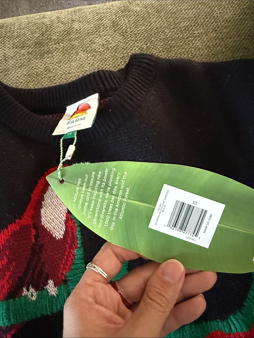 NWT FARM RIO Black Hohoho Knit Sweater, size XS - Picture 7 of 8